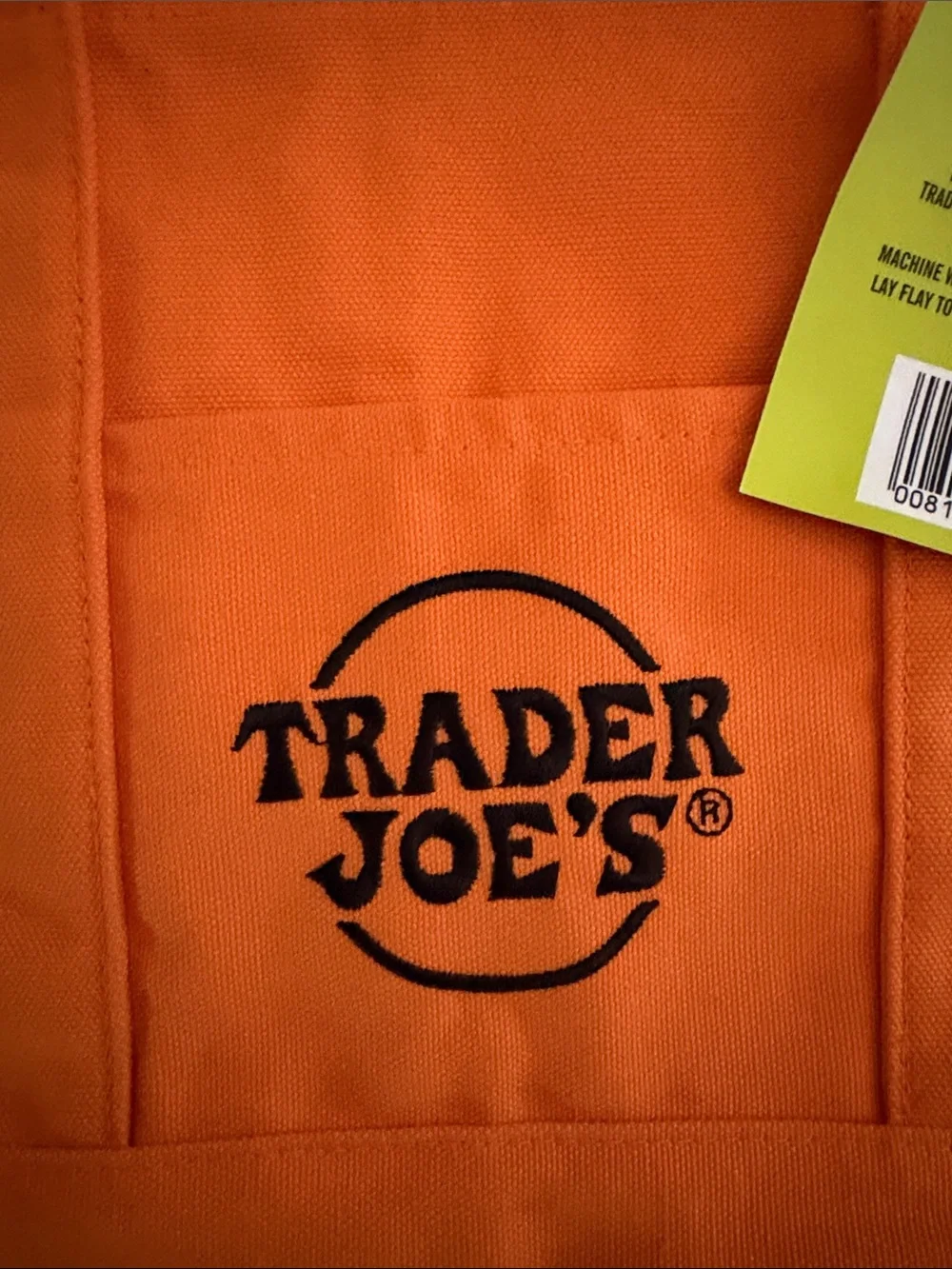 Trader Joe's Orange Canvas Tote Bag with Logo